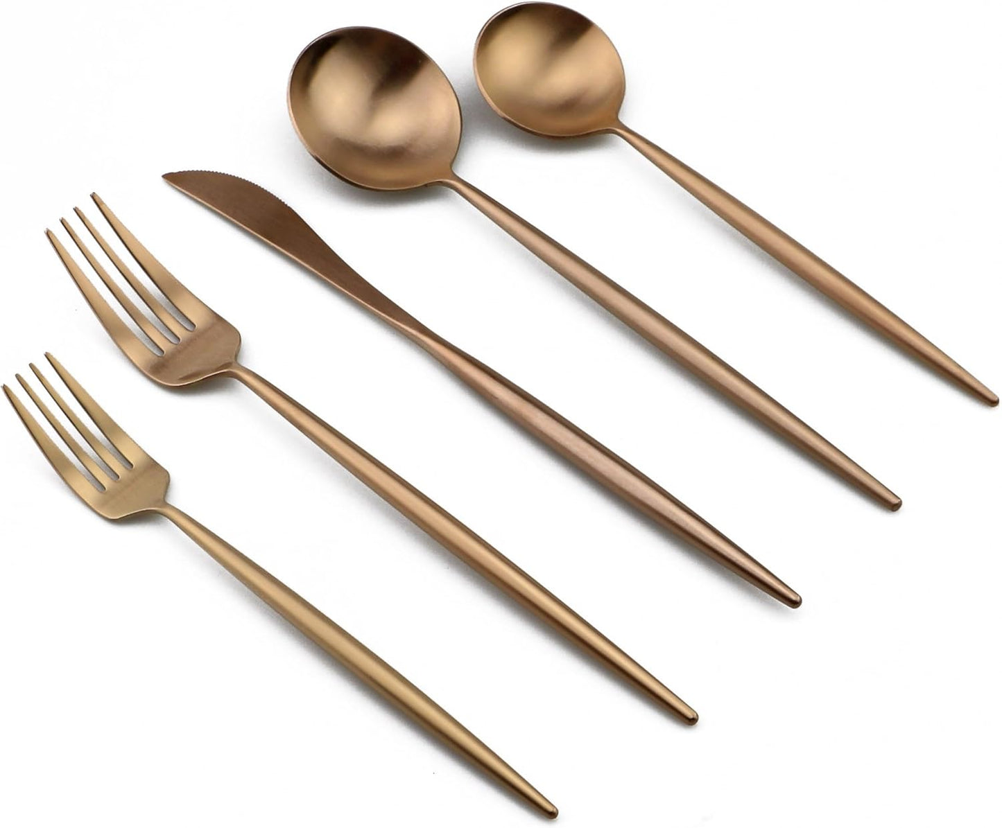 20-Pieces Luxury Rose Gold 18/10 Stainless Steel Flatware Set, Matte Finish, Service for 4