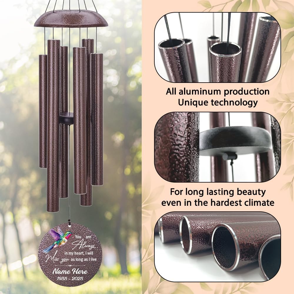 Personalized Wind Chime Memorial, Metal Wind Chime Deep Tone, Wind Chimes for Loss of Loved Father/Mother/Lover, Commemorative Sympathy Bereavement Gifts