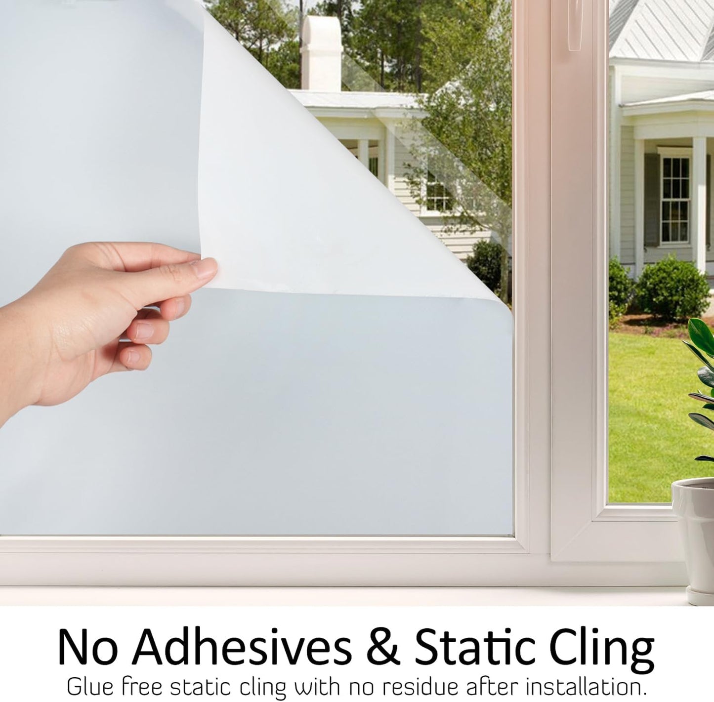 HIDBEA Frosted Window Privacy Film Heat Control UV Blocking, Static Cling Non-Adhesive Reusable Door coverings for Bathroom Home Office (White Frosted 29.5 Inch x 6.5 Feet)