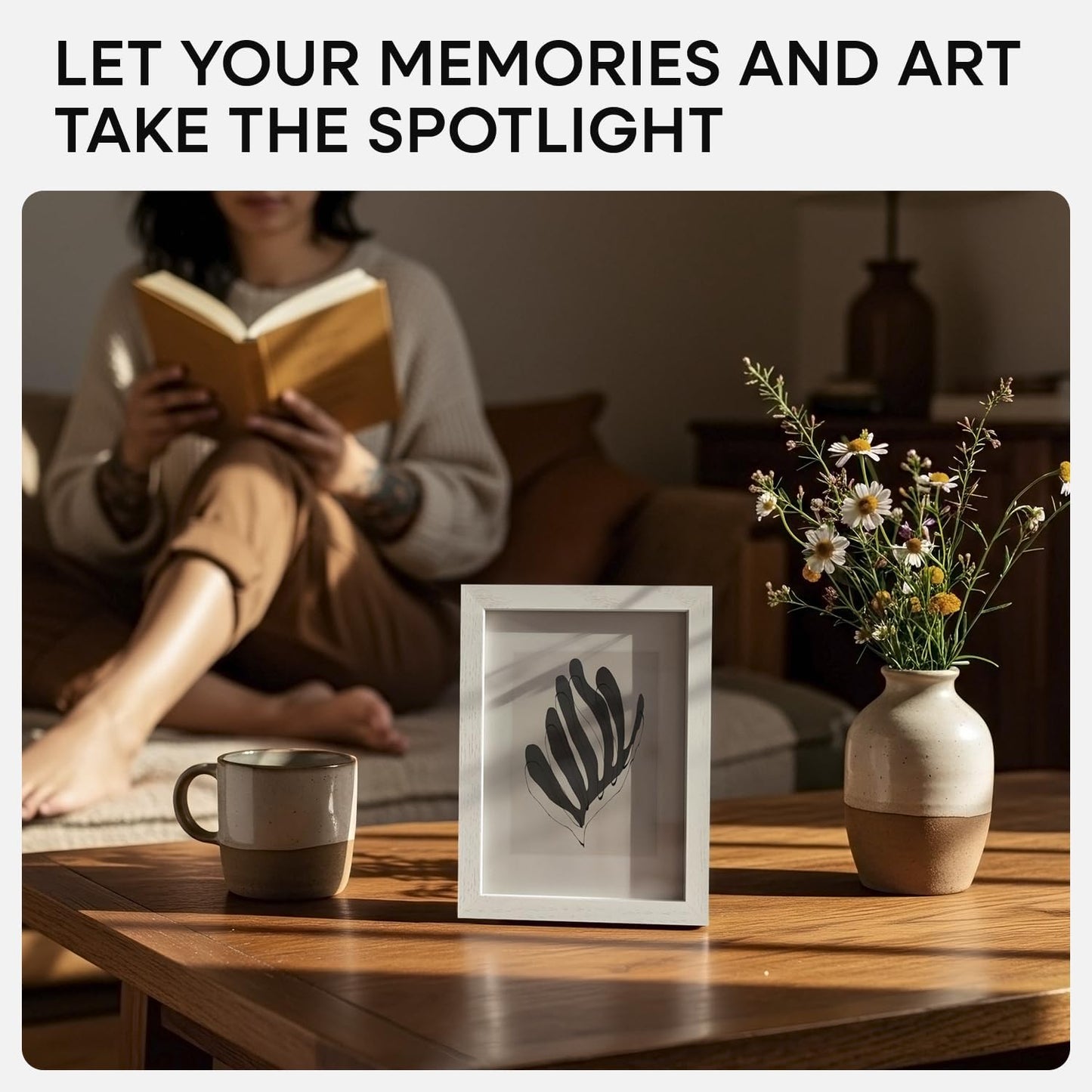 Homeforia White Picture Frames 5x7, High End Oak 5x7 Wooden Frame with Mat 4x6 Art, 5 x 7 White Wood Frames Matted to 4 x 6 inch Photo, 7by5 Wall or Tabletop Frame, Tempered Glass, Wall Kit, Set of 1