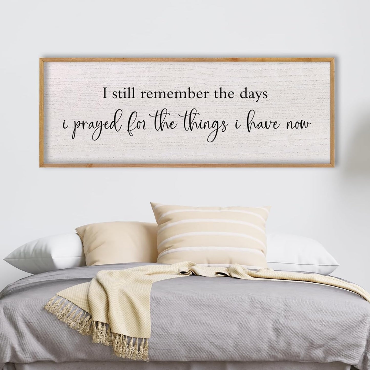LuZhiQiang I Still Remember The Days I Prayed Sign Bible Verse Christian Wall Decor 40"X15" for Scripture Religious Family Living Room Holy Catholic God Jesus Christ Prayer Home Wall Art (Wood)