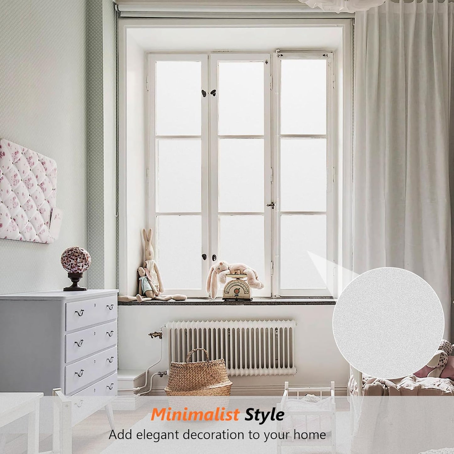 Kromapolis Window Privacy Film Frosted Glass Window Film, Heat Blocking Privacy Film for Glass Windows, Static Cling Non-Adhesive Frosting Window Stickers for Door Home (Frosted, 17.5 x 157.4 inch)