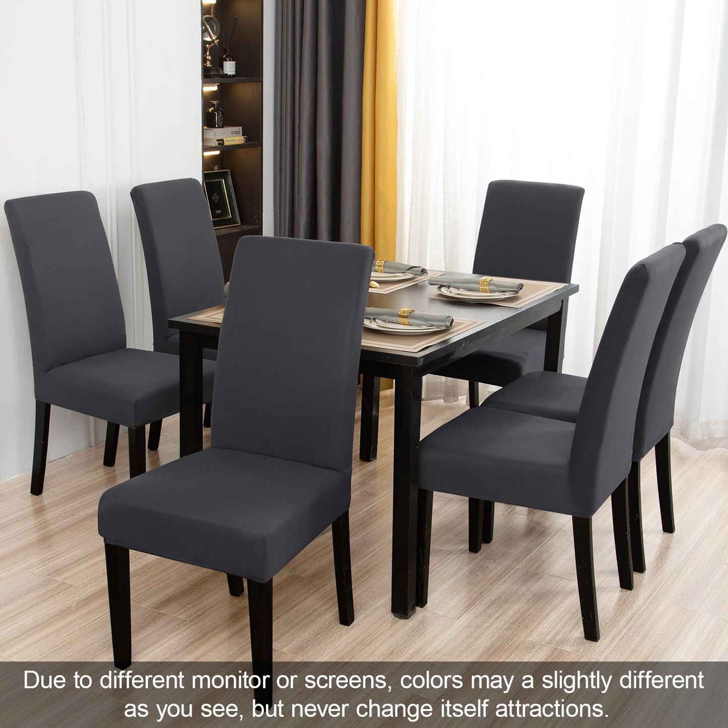 JQinHome Dining Chair Covers Dining Room Chair Slipcovers, 2 Pack High Stretch Removable Washable Parsons Chair Slipcover for Home Party Hotel Wedding Ceremony (Grey)