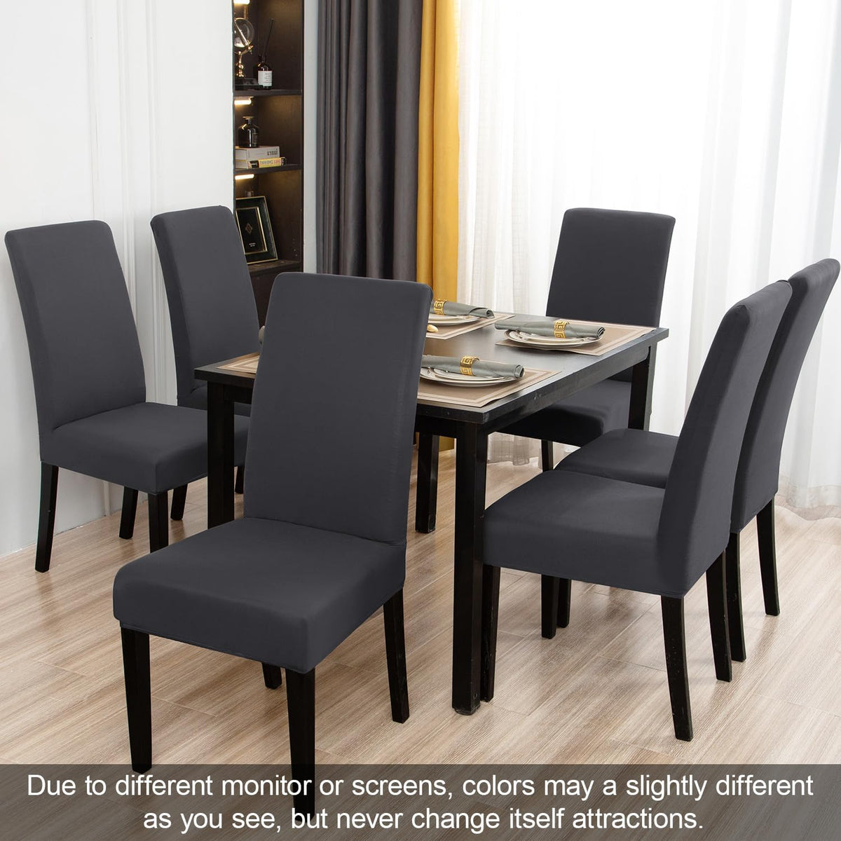 JQinHome 6 Pcs Dining Chair Slipcover,High Stretch Removable Washable Chair Seat Protector Cover for Home Party Hotel Wedding Ceremony (Grey)