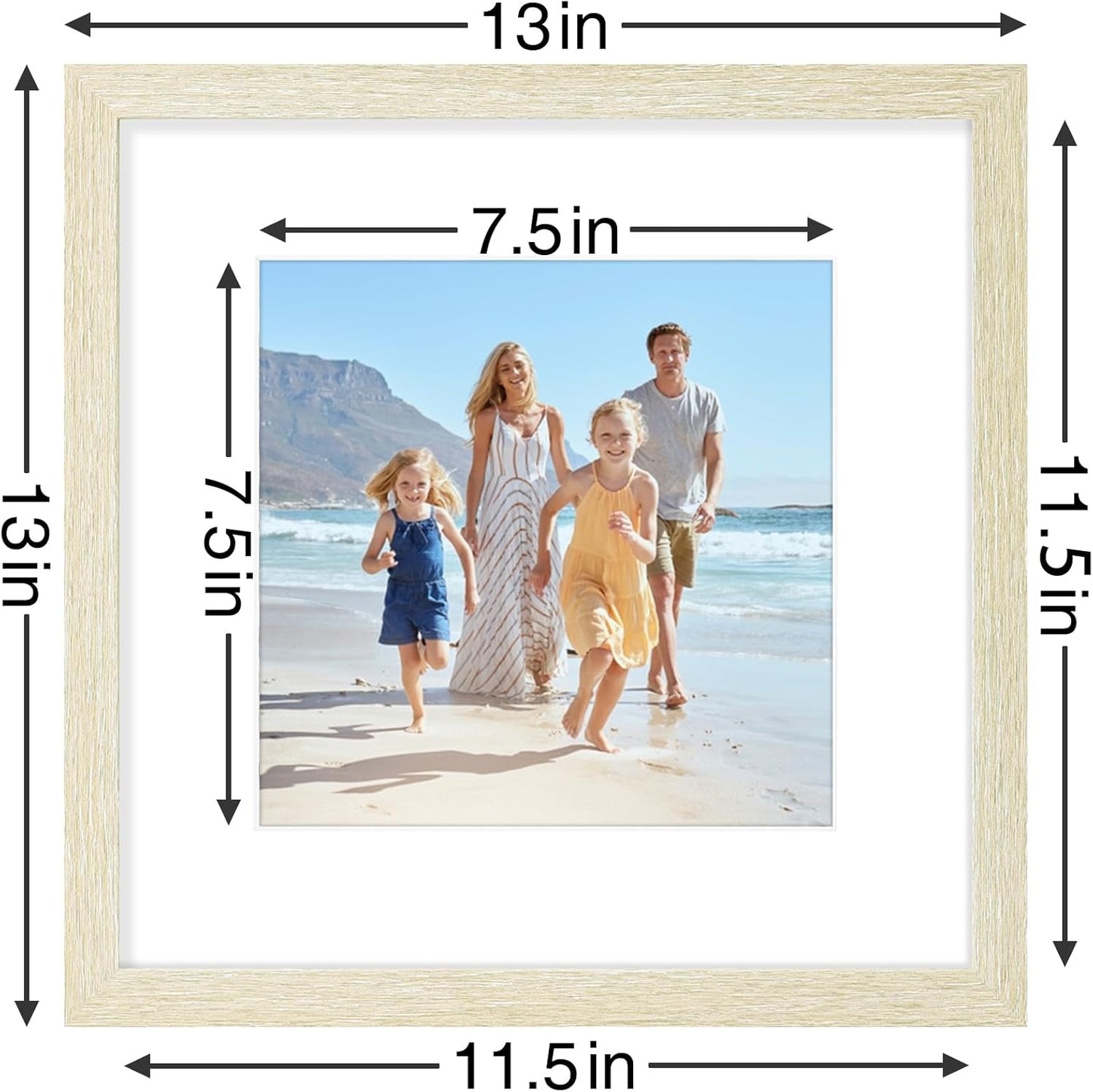 Vittanly 12x12 Picture Frames Set of 9, Shatter Resistant Plexiglass, Display 8x8 Pictures with Mat or 12x12 without Mat, Photo Frames for Wall Mount, Engineered Wood, Cornsilk