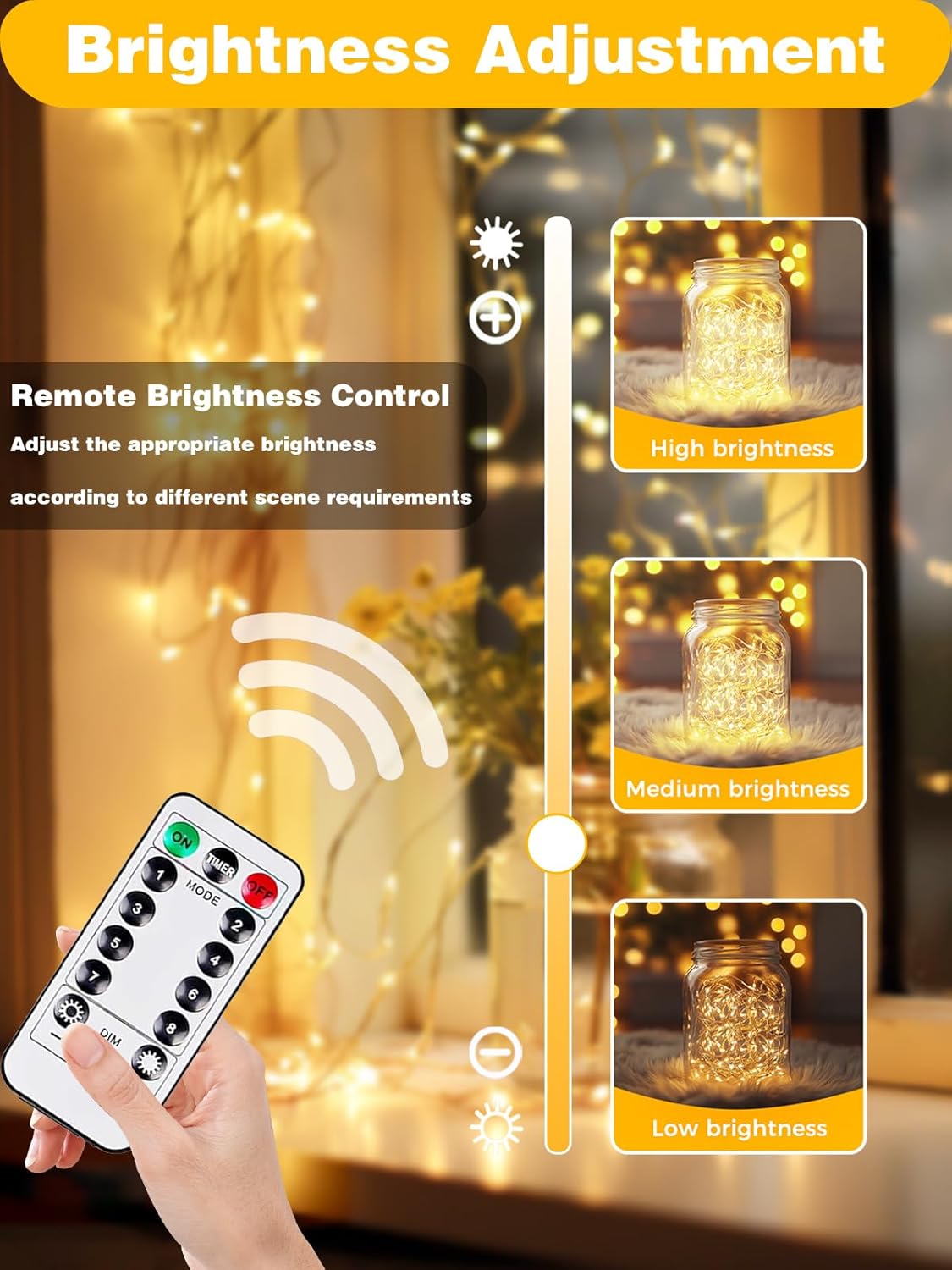 2 Pack 100LED Battery Operated Fairy Lights with Remote, 8 Modes LED String Lights with Timer, Dimmable, Memory Function, Waterproof Twinkle Lights for Outdoor Indoor Christmas Decor(Warm White)