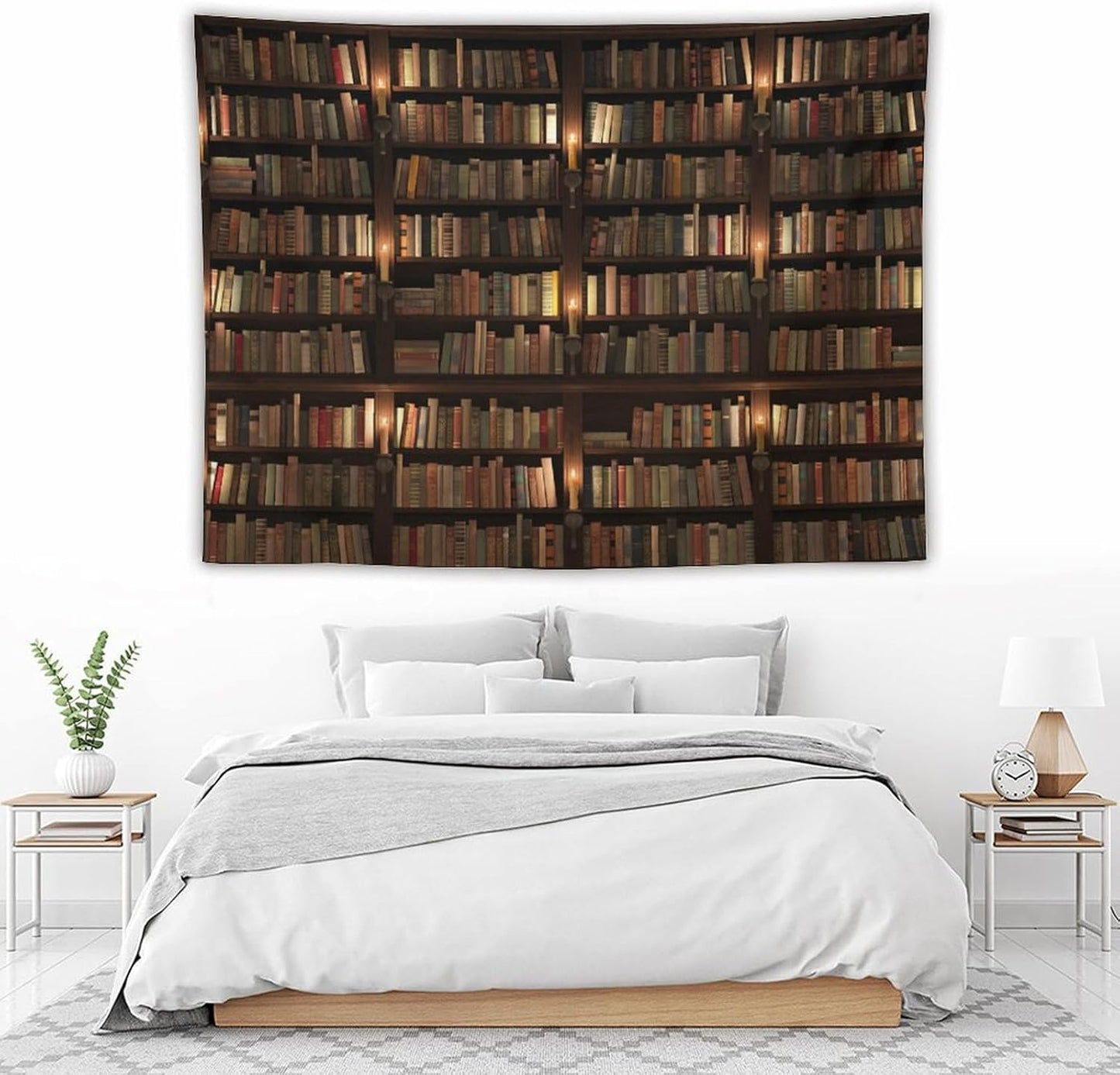 Kurtect Bookshelf Tapestry,Retro Library Bookcase Antique Mid Century Pattern Print Tapestries for Party Beach Picnic Blankets Tablecloths Living Room Wall Deocr, 60x80 in