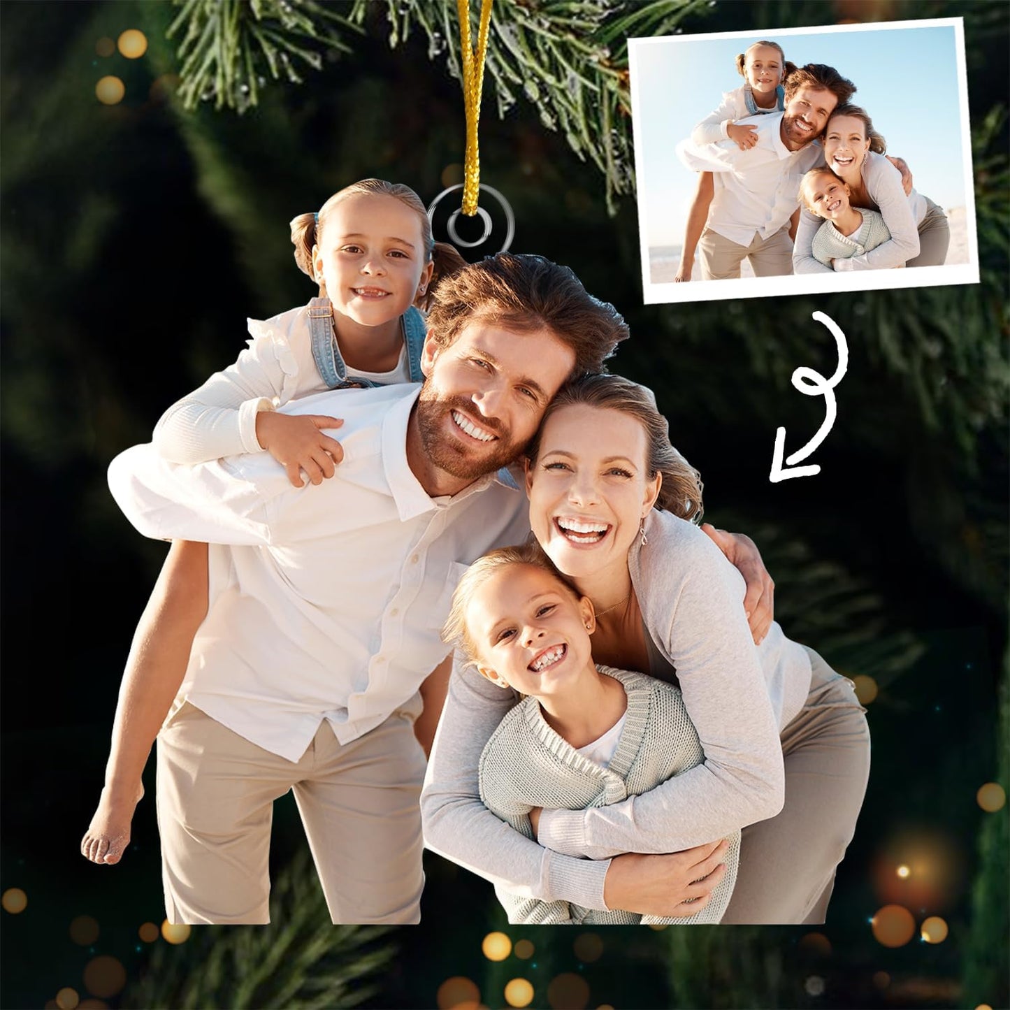 DOPTIKA Acrylic 2D Personalized Photo Ornament, Christmas Ornaments 2025, Birthday Gifts for Mom Dad, Family Ornament for Christmas Tree, Custom Photo Gifts for Family