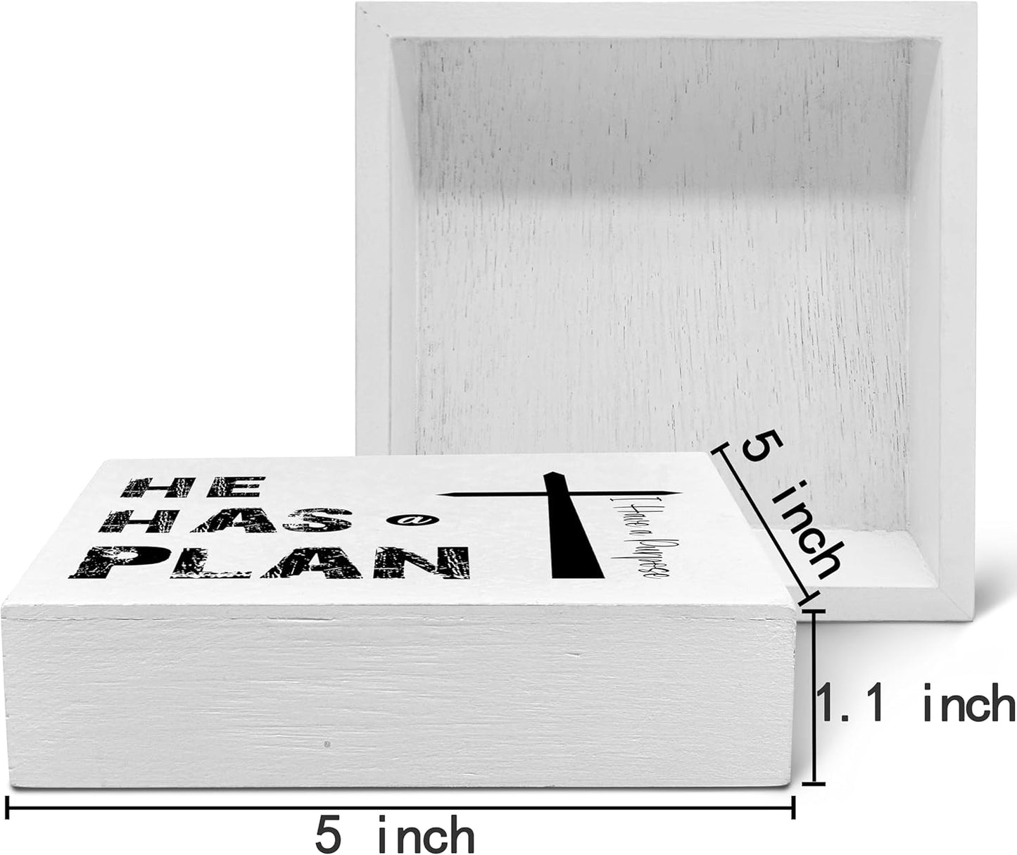 SRADMO He Has a Plan Jesus Wood Box Sign Desk Decor, Bible Verse Decor, Christian Theme Wooden Block Box Sign Decoration for Home Office Shelf Table Decors