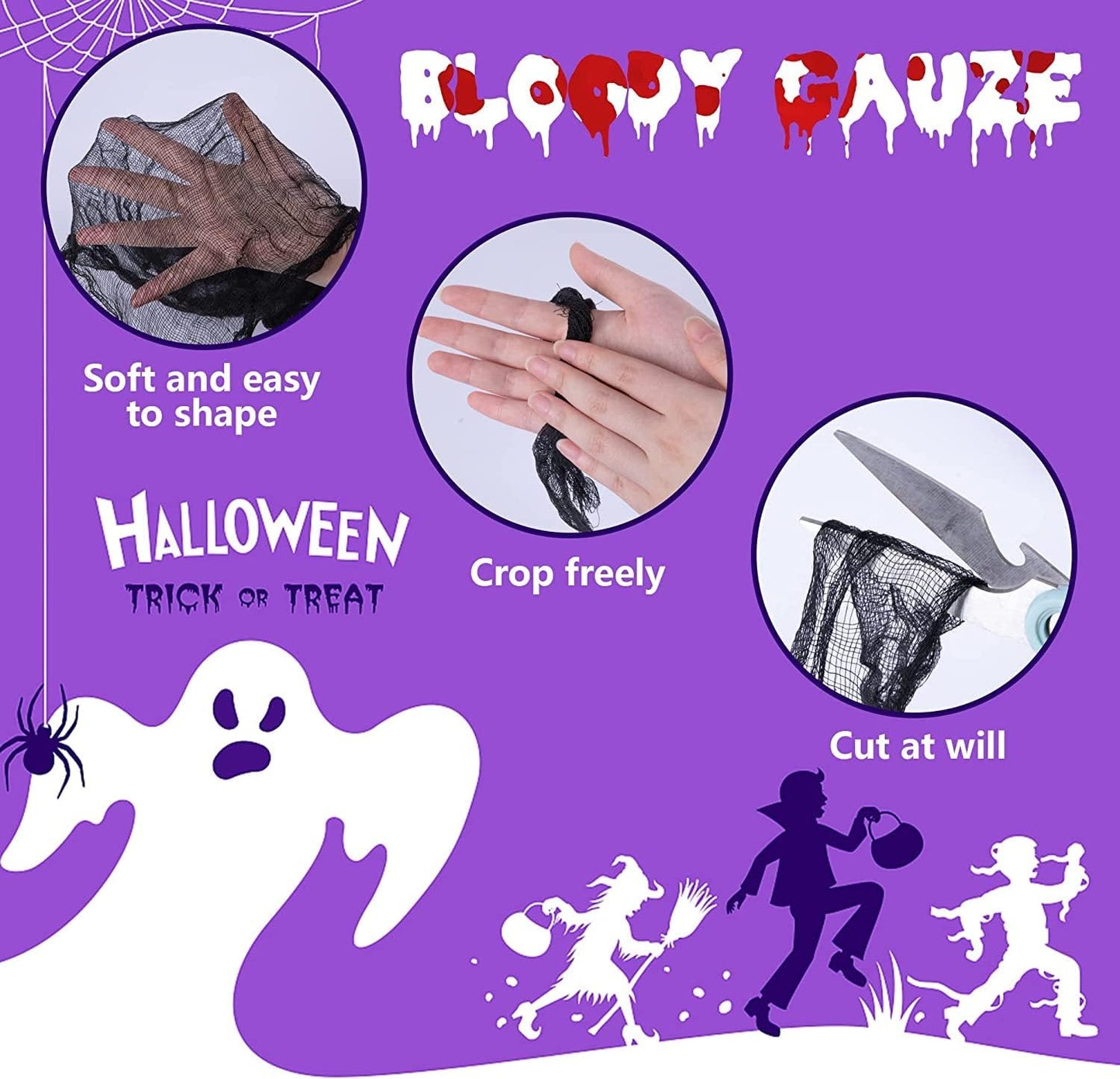 Sfcddtlg 4 Pcs Halloween Black Doorway Curtain- 65 x 39 Inch Creepy Door Curtain Decorations- Scary Spooky Cloth for Halloween Party Haunted House Decoration