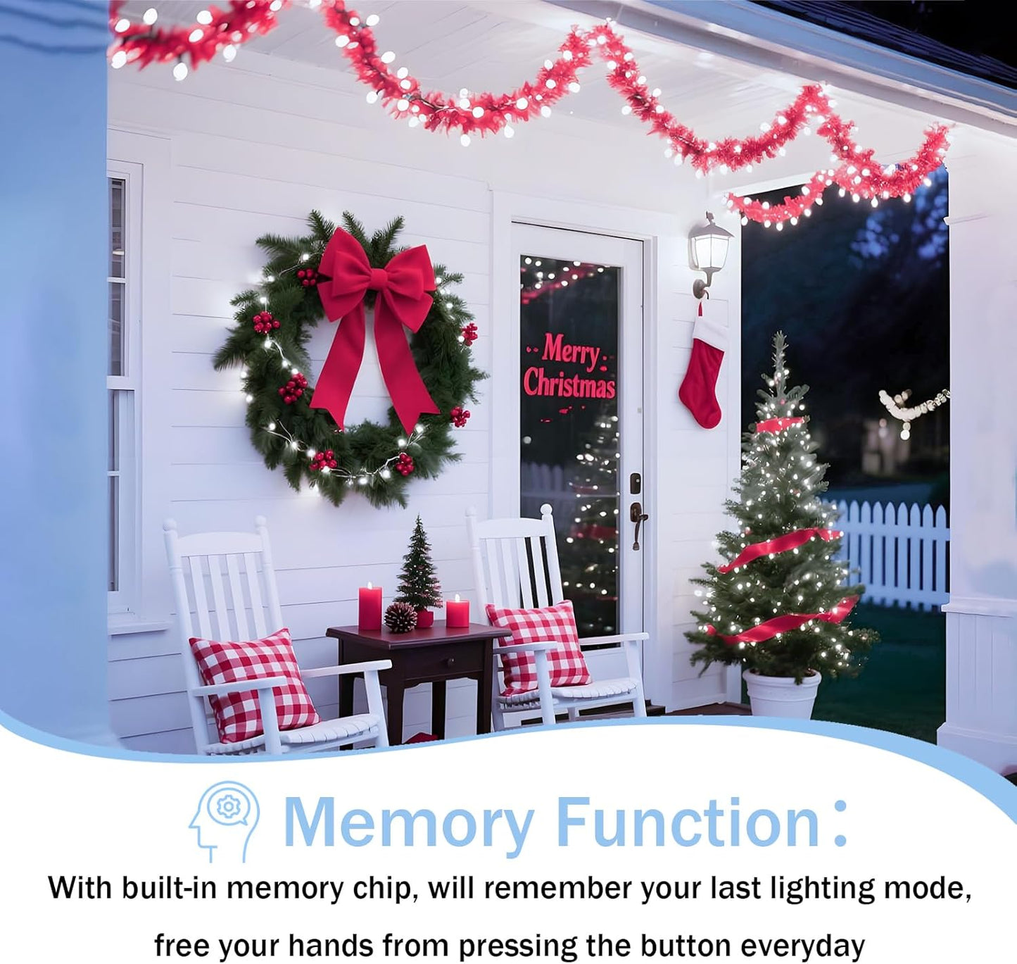 Upgraded Super Long 264FT 800 LED Christmas String Lights Outdoor & Indoor, Memory Function & Timer & 8 Modes, Green Wire Waterproof String Lights for Xmas Tree Holiday Party Garden Decor (Cool White)