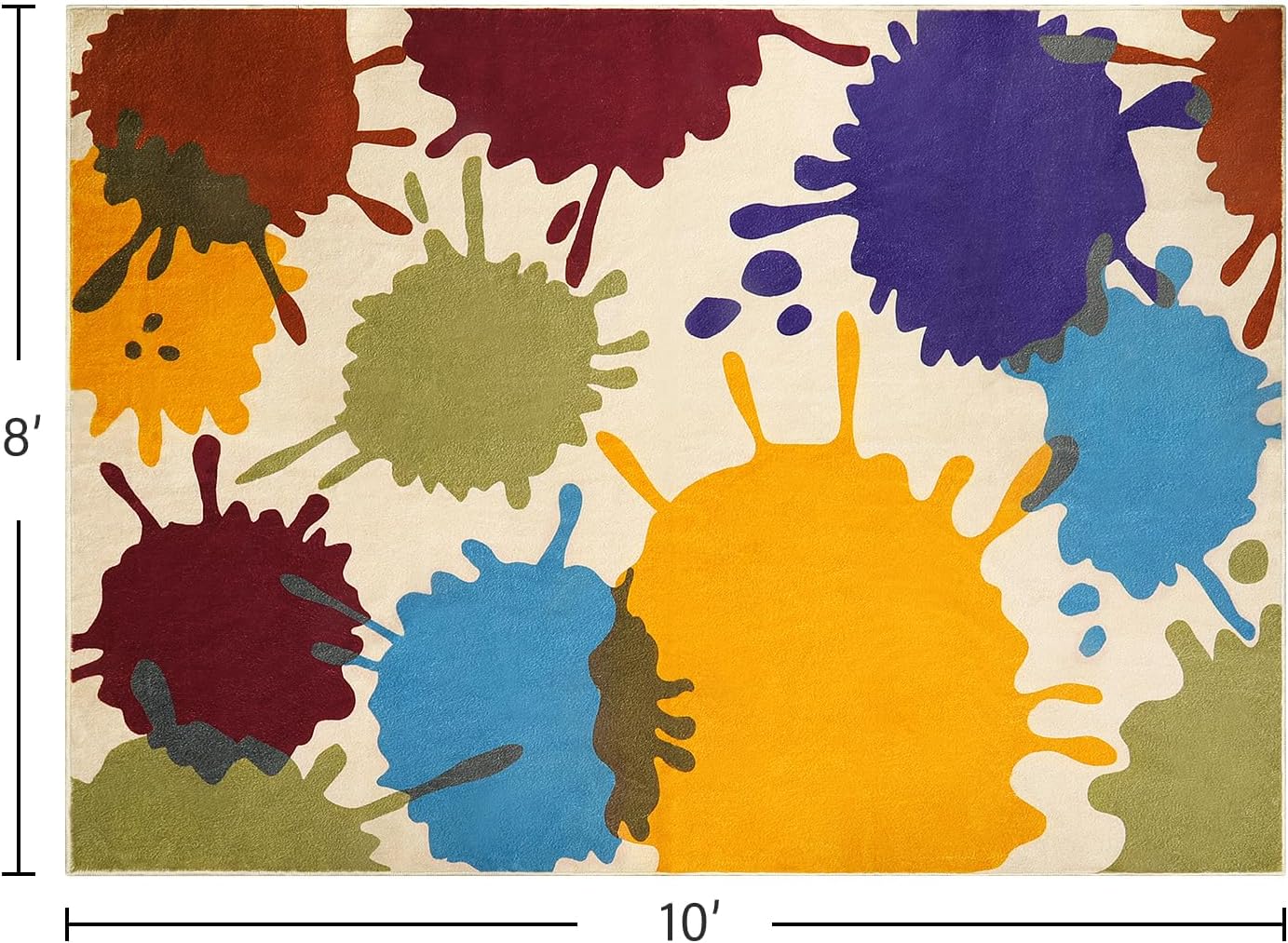 STARUIA Large Area Rug for Living Room, 8'x10' Rainbow Kids Rug for Classroom, Colorful Art Washable Rugs for Bedroom, Non-Slip Ink Splotch Nursery Rugs Soft Modern Living Room Carpet for Dorm School