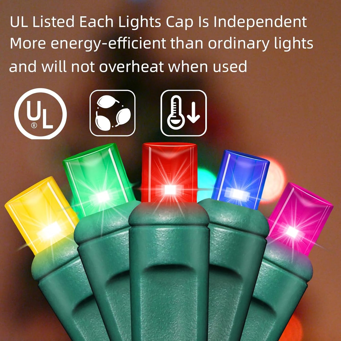 600LED (12pk of 50L) String Lights,LED Christmas Lights, 6" SPACING,Green Wire,Multicolour