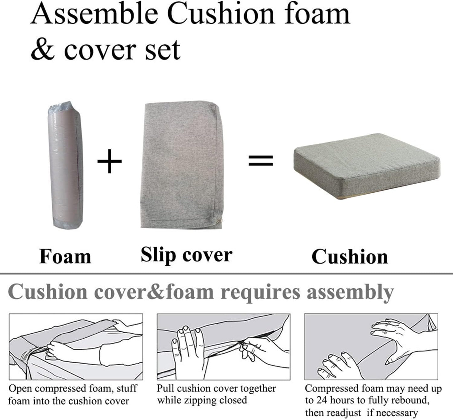 Chair Cushion for Dining Chairs with Ties Non Slip Memory Foam Kitchen Room Chair Pads 2 Pack 17x16 Inch, Light Gray