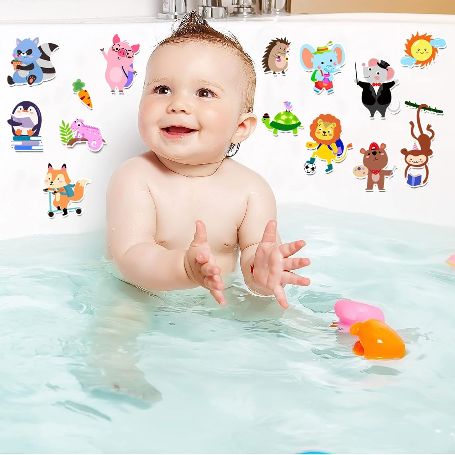 Brand, Cute Animals 21PCS Thick Gel Clings Stickers for Kids, Animal Decals, Airplane Birthday Party Supplies, Wide Application, Removable, Reusable, Cartoon Pattern, Indoor Usage