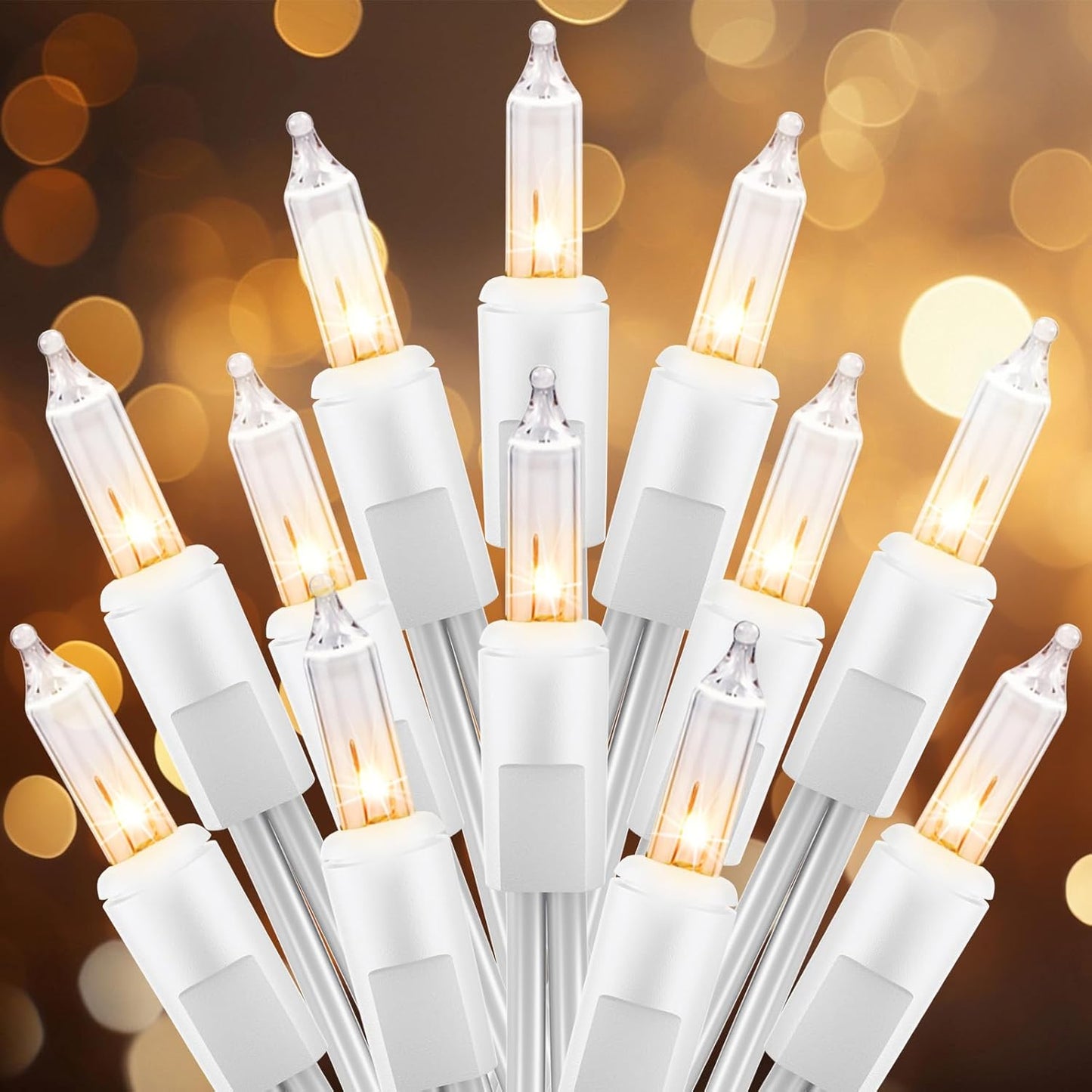 Brightown Christmas String Lights 2 Pack Clear Warm White Mini Lights Plug Powered Waterproof for Indoor and Outdoor Use, 25 Feet for Christmas Tree Party, Wedding Holiday Patio Xmas Decorations