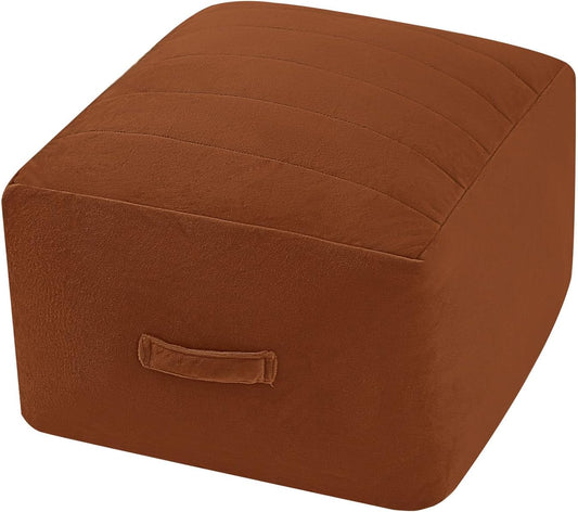 MeMoreCool Square Stuffed Pouf Ottoman Foot Rest, Floor Pouf Foot Stool with Foam Chunk Filling, Soft Stuffed Ottoman Footrest for Living Room, Coffee