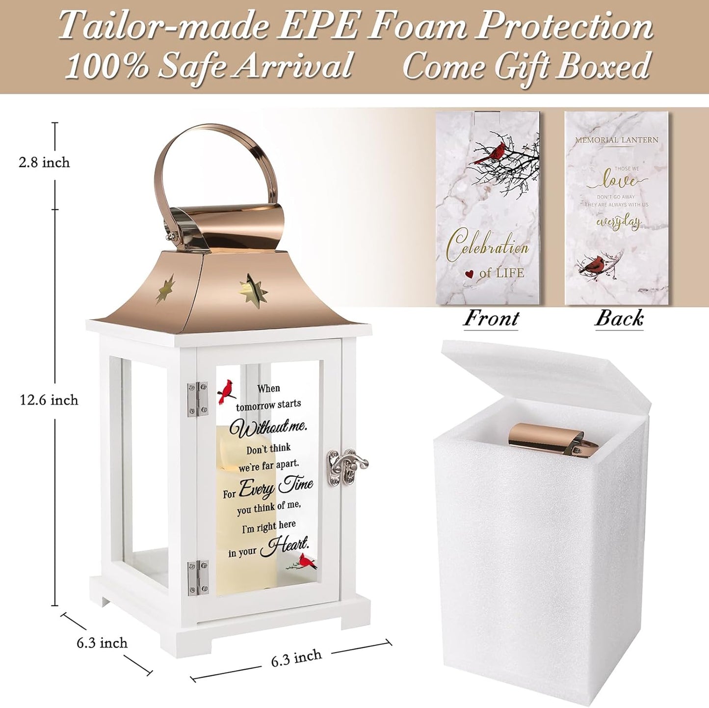 Memorial Lantern, Sympathy Gifts for Loss of Mom/Dad/Loved One, Bereavement Gifts, in Memory of Loved One Lantern,Celebration of Life, Memorial Gifts, Funeral Lantern,When Tomorrow Starts Without me