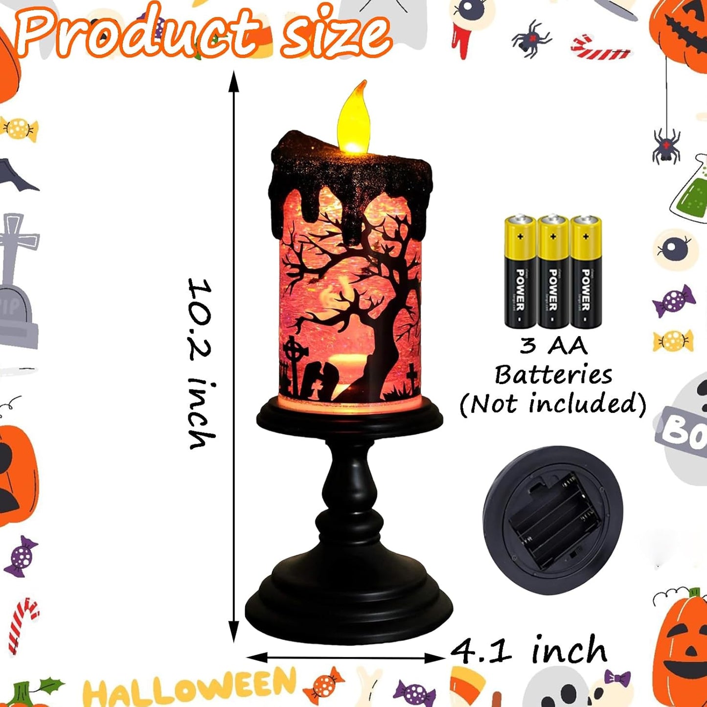 Halloween Snow Globe Tornado Flameless Candles Table Centerpiece for Celebration Party,Battery Operated LED Candle with 6 Hours Timer for Home Indoor Halloween Decoration (Ghost)