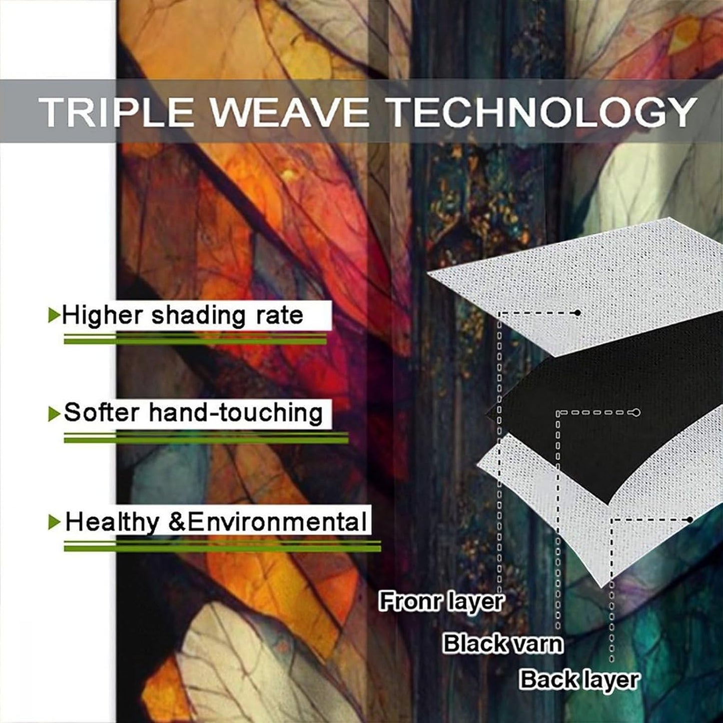 Stained Glass Curtains,Vintage Magical Colorful Abstract Art Home Decor Drapes for Bedroom Living Room Kitchen Window Treatment 2 Panels Set Total Size 42" W X 63" L Inch