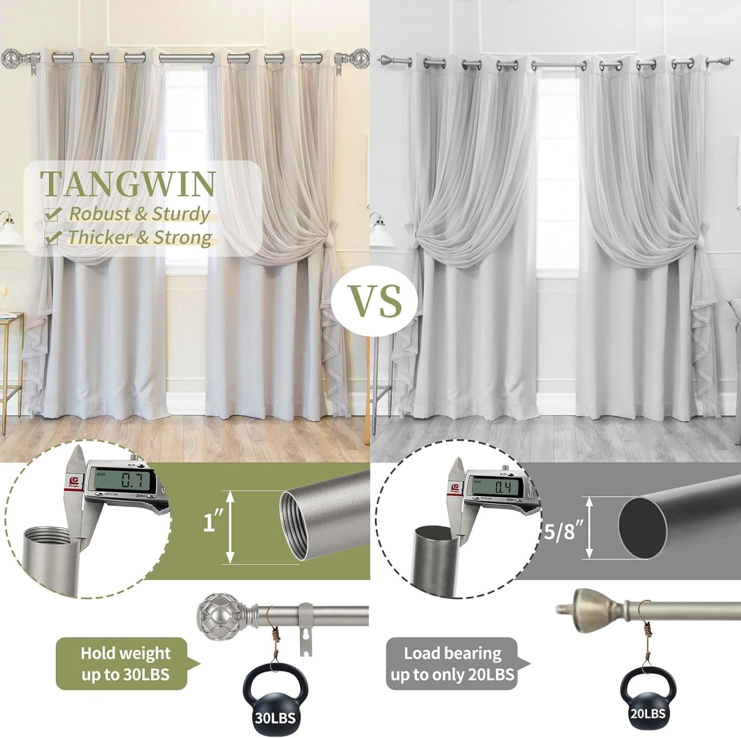 Silver Adjustable Curtain Rods for Windows:36-88 Inch Farmhouse Heavy Duty Curtain Rod for Bedroom Living Room,Boho Decorative Rustic Drapery Rods with Vintage Coastal Finial,Antique Silver