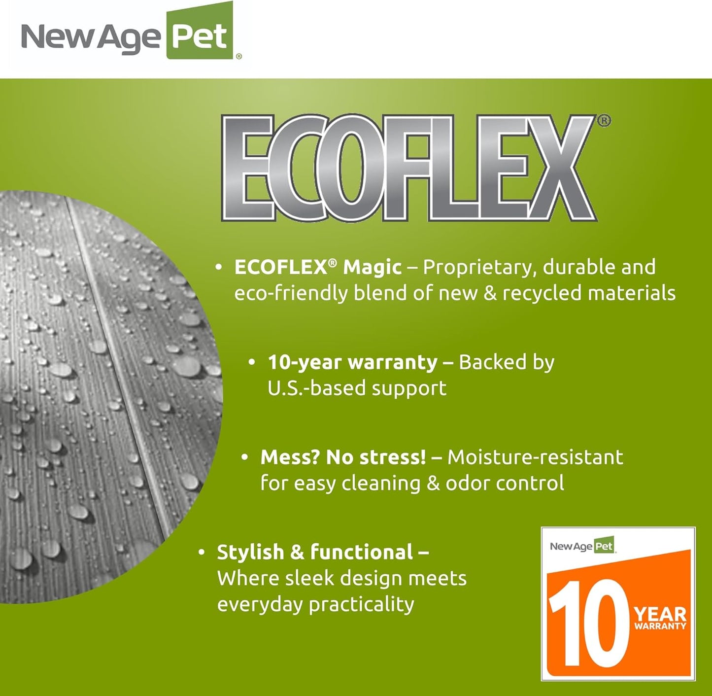 New Age Pet ECOFLEX 36" Mojave Reptile Lounge -Durable Wood Plastic Composite Habitat with Ventilation, Removable Glass Doors & Lock, Easy Assembly, for Tortoises, Snakes, Iguanas