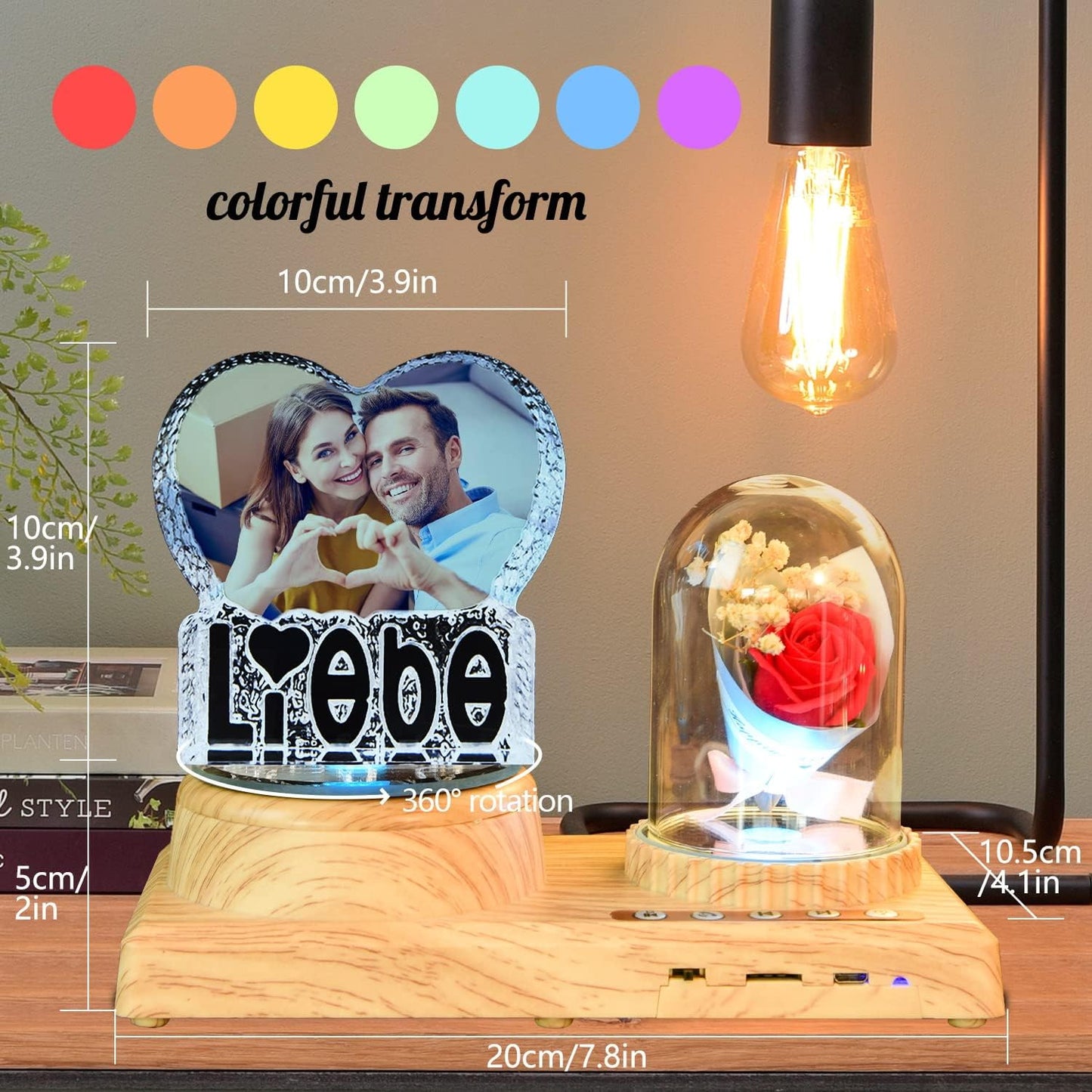 3D Crystal Photo, Valentine's Day Personalized Gift, Lover Photo with Laser Engraving, Color Printing Crystal, Custom Couple Gift - Liebe