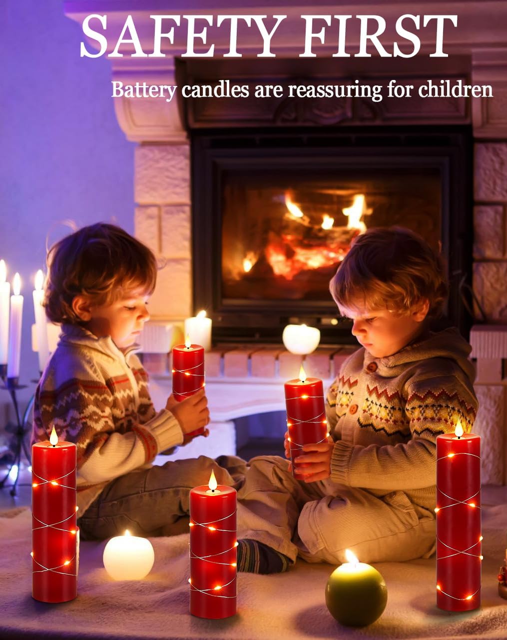 Red Flameless Candle with Remote Control LED Candle with String Lights Battery Powered Flameless Candle4'' 5'' 6'' 7'' 8'' Candles of 5 Pcs