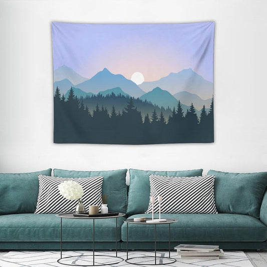 HZOHNAGO Mountain Tapestry Forest Mountain Sunrise Pattern Printed Wall Tapestry Wall Hanging for Bedroom Living Room Dorm 40" W x 30" H