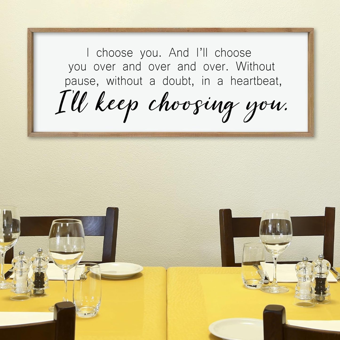 comurdyo I'll Keep Choosing You Sign 40"X15" for Master Bedroom Above Bed Wall Decor I Choose You Large Wood Framed Wall Hanging Art (Wood)