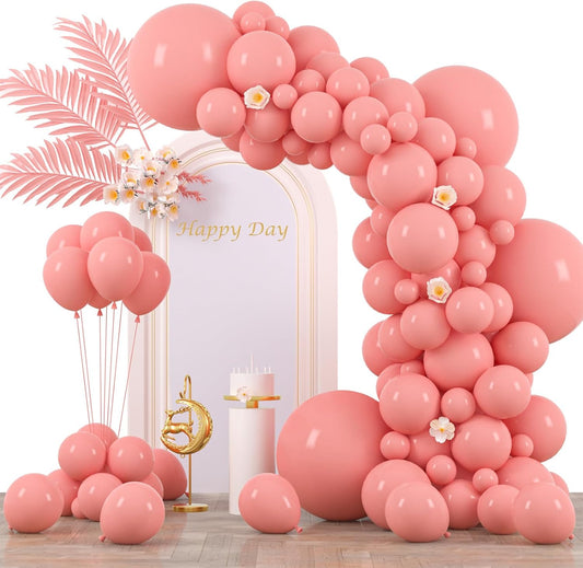 130pcs Retro Pink Balloons Different Sizes 18" 12" 10" 5" Blush Pink Latex Balloon Garland Arch Kit for Birthday Baby Shower Valentine's Day Wedding Anniversary Party Decorations