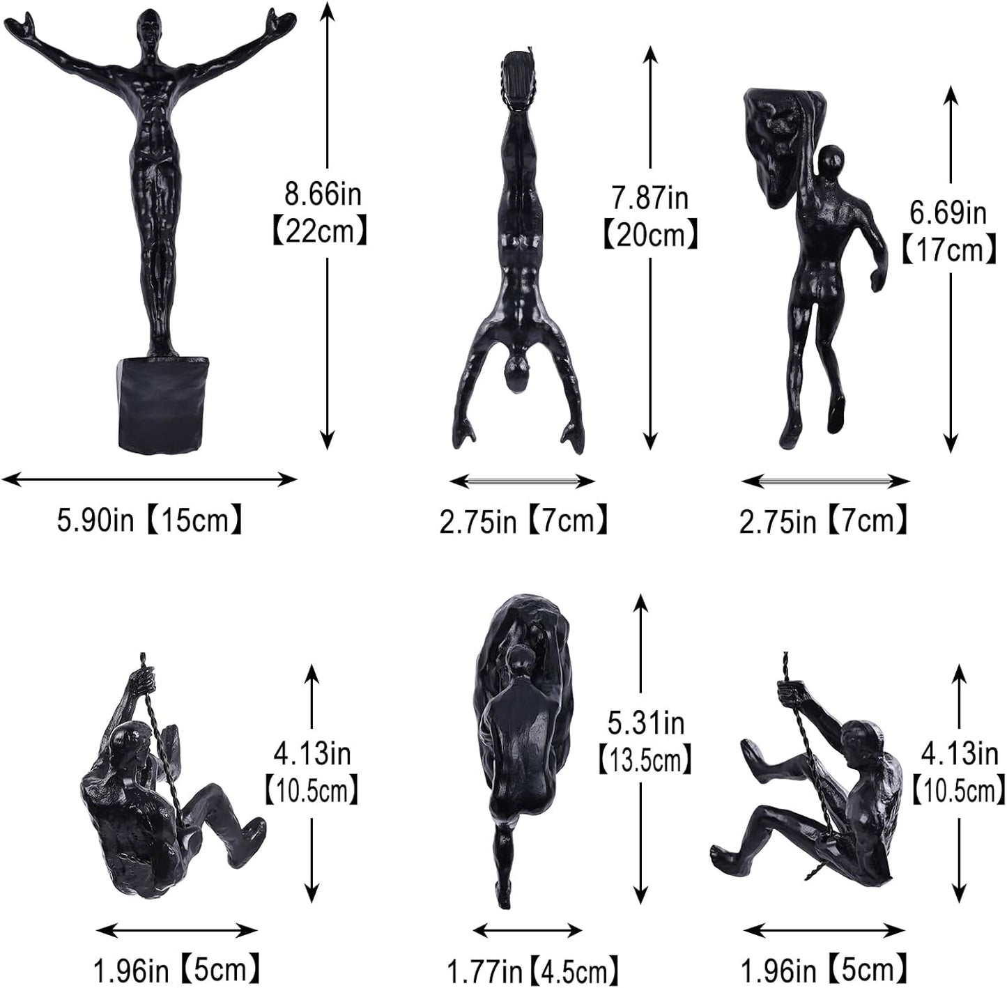Set of 6 Climbing Men Wall Art Decor Sculpture,Nordic Modern Simplicity Decorative Wall Art, Climbing Man Sculptures,Home & Office Climber Gifts
