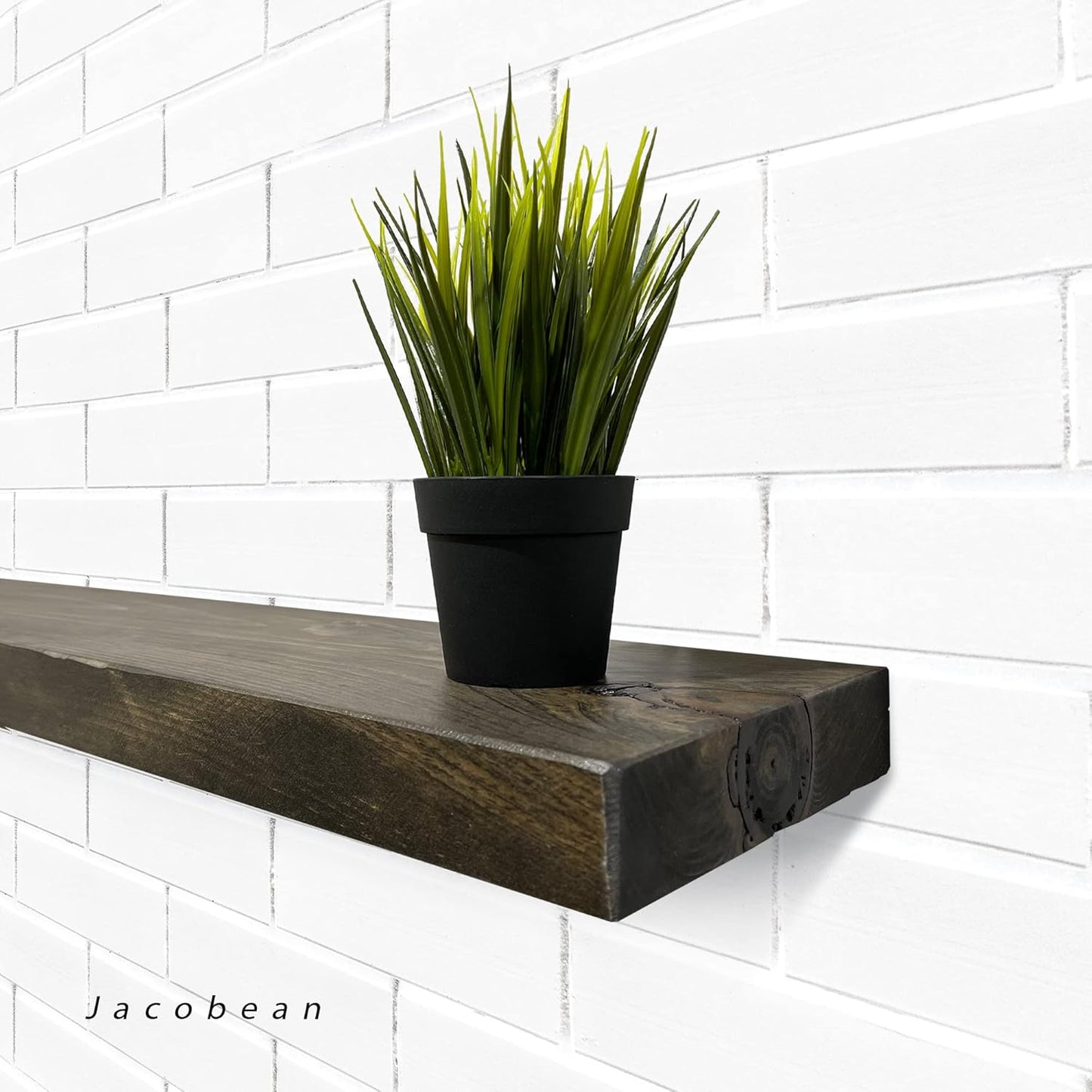 URBANDI, Rustic Floating Shelves, Set of 2, Hidden Bracket, Solid Wood, Heavy Duty, Wall Mounted Shelves, (Dark Brown, 36Wx6D)