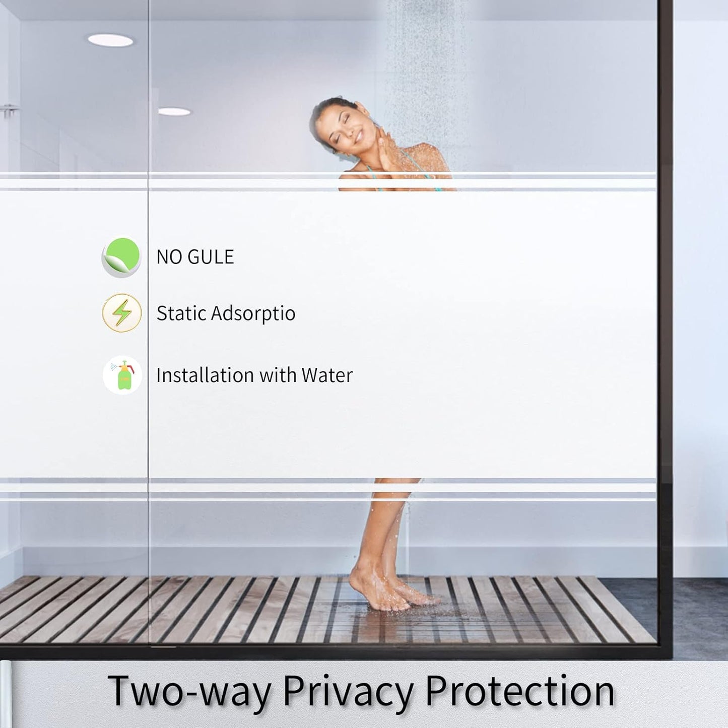 Frosted Glass Window Film with Tools,Reusable Window Privacy Film,Static Clings Window Film Kit for Home Bathroom and Office. (White, 35.4Inch×78.7Inch)