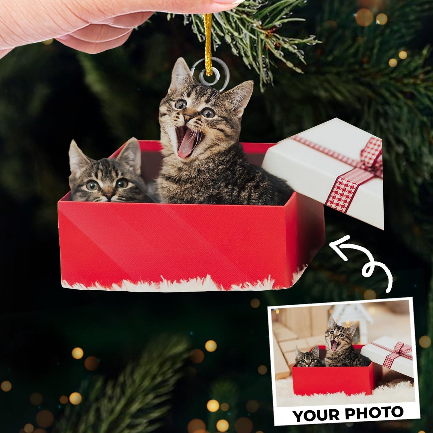 DOPTIKA Personalized Dog & Cat Photo Ornaments, Custom Photo Ornament Gifts for Pet Lovers, 2D Acrylic Christmas Ornaments for Christmas Tree 2025, Cute Pet Ornament