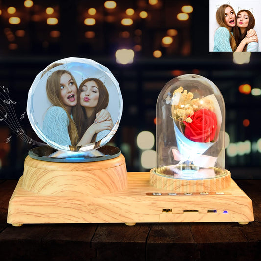 Round Personalize Your Photo LED 3D Night Light Mother Gifts for Christmas Kids Boys & Girls Women Birthday Gifts with Led Colourful Light Base