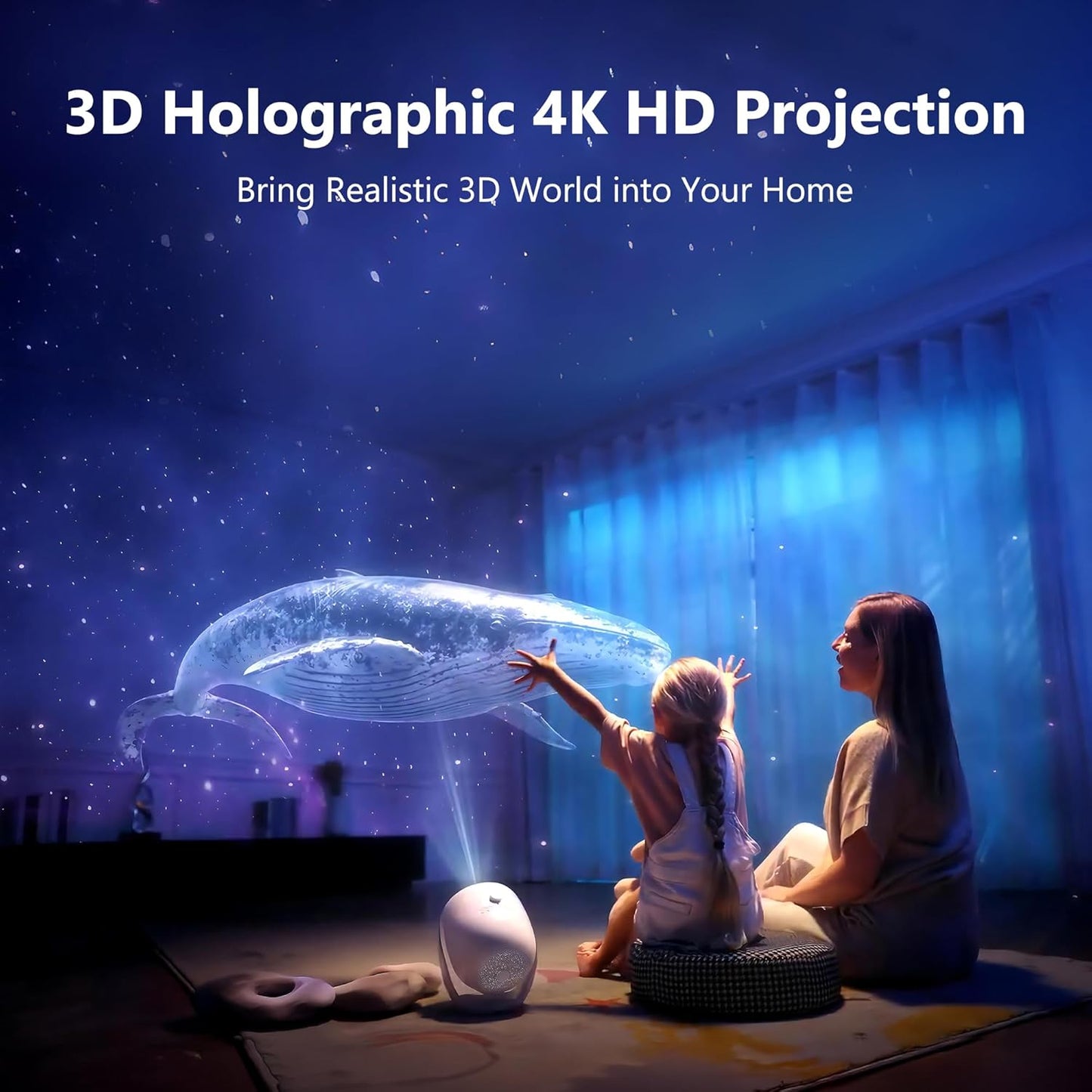Brizled 3D Galaxy Projector, 4K Glasses-Free 3D Holographic Projector with 90+ Dynamic Themes, Star Light with Stereo Bluetooth Speaker, Remote Nebula Night Light for Room Halloween Christmas Decor