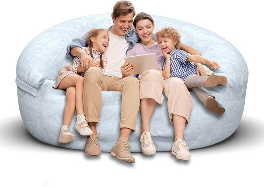 Bean Bag Chair for Adults 6FT,Soft Removable Cover for Teens/Girls Bedroom,Fluffy Giant Round Floor Beanbag Lounger Chairs (No Filler,Light Gray)