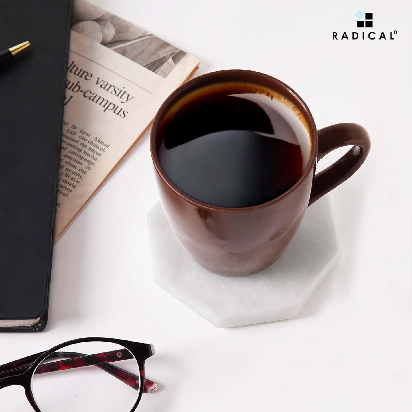 Radicaln Marble Coasters Star 3.5" Inches White Handmade Marble Drink Coasters for Home and Kitchen, Drink Coaster Set of 6, Ideal Coaster for Drink