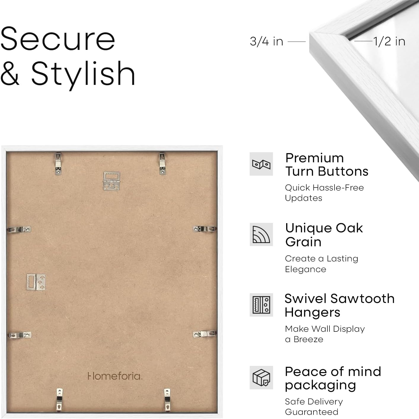 Homeforia 15x18 Diploma White Wood Frame, High End Oak 15 x 18 Certificate Frames with Mat 11 x 14, 15by15 Document Frame Matted to 11by14, Graduation Wooden Frames, Tempered Glass, Wall Kit, Set of 1