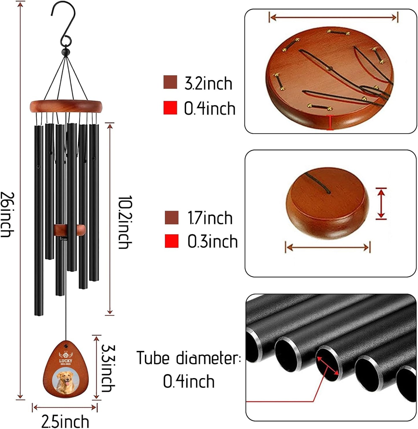 Personalized Pet Memorial Wind Chimes - Dog Memorial Gifts for Loss of Dog,Dogs Remembrance Bereavement Gift,Custom Pet Loss Sympathy Gifts in Memory of Dogs Cats (Design 2)