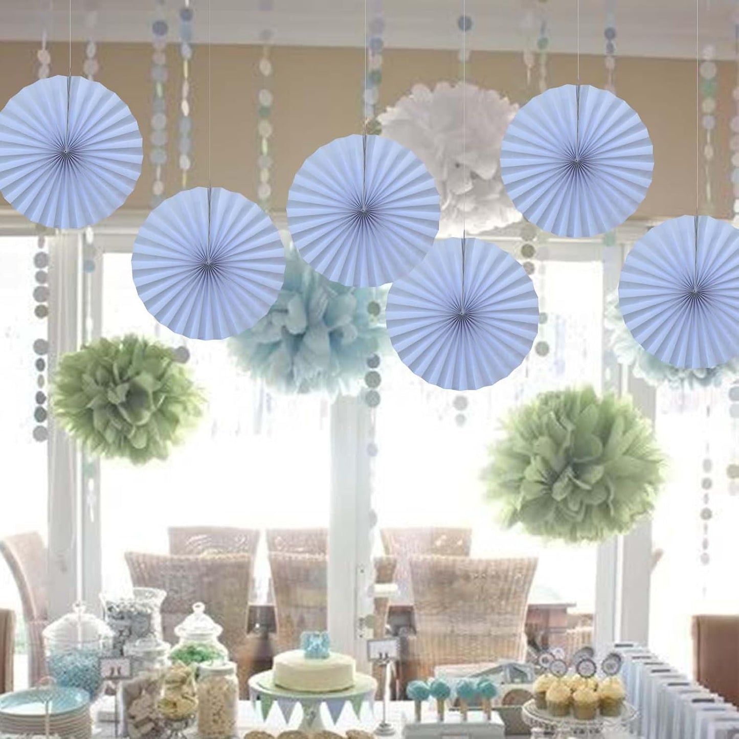 White Party Decorations,Wedding Decorations for Party Events Accessories,White Birthday Decor,Anniversary Decorations,Birthday Decorations for Men 16in Hanging Paper Fans 30 Color DIY Set(White)