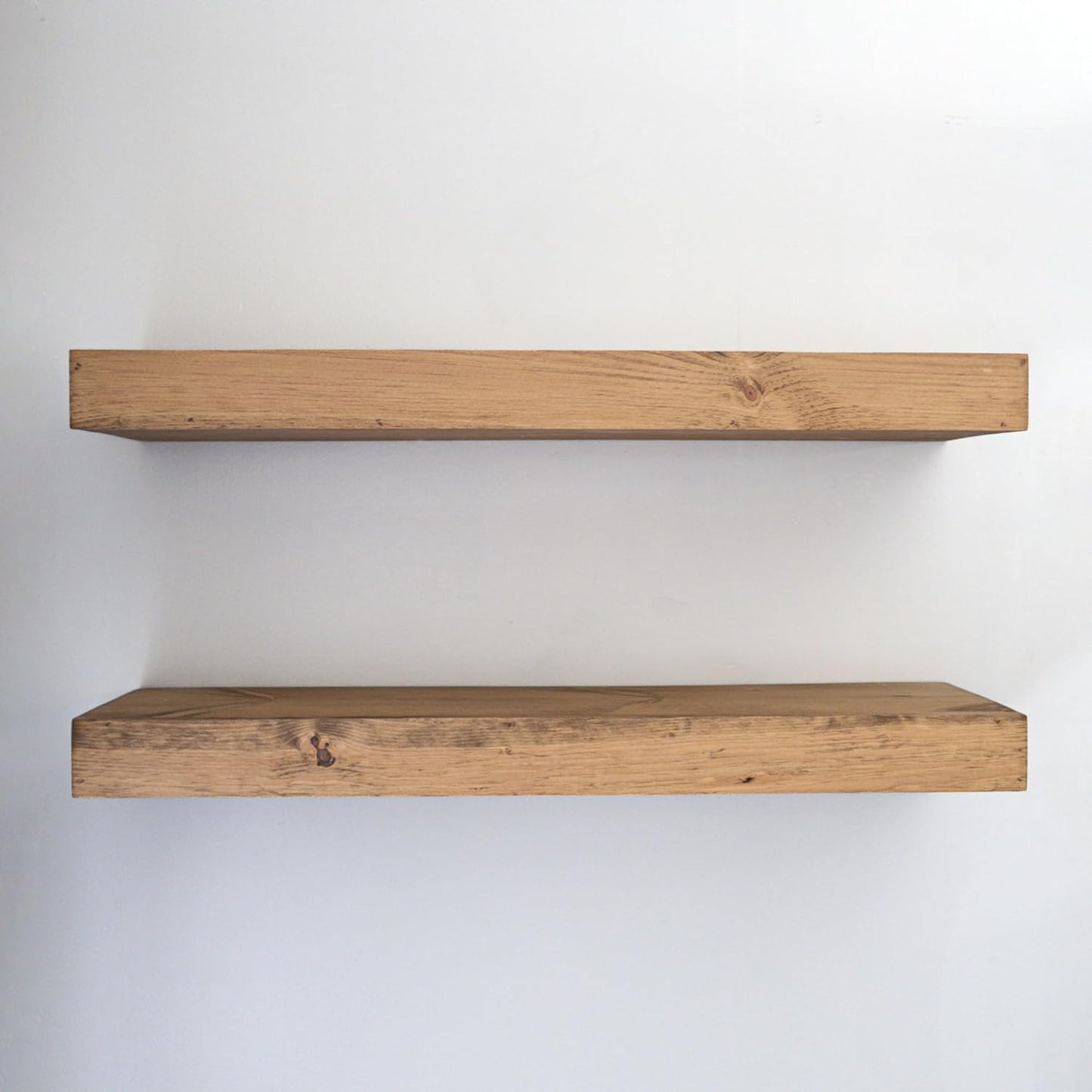 Modern Floating Shelves 3 Inches Thick for Wall, Wide Shelves for Kitchen, Living Room, Bedroom, and Bathroom, Natural Pine Wood, Rustic Wooden Shelf, (Set of 2) (Aged Oak, 48Lx3Hx6D)