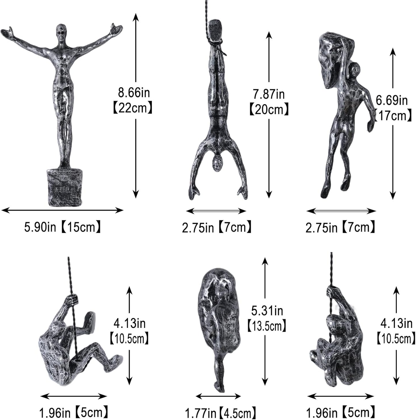 Set of 6 Climbing Men Wall Art Decor Sculpture,Nordic Modern Simplicity Decorative Wall Art, Climbing Man Sculptures,Home & Office Climber Gifts