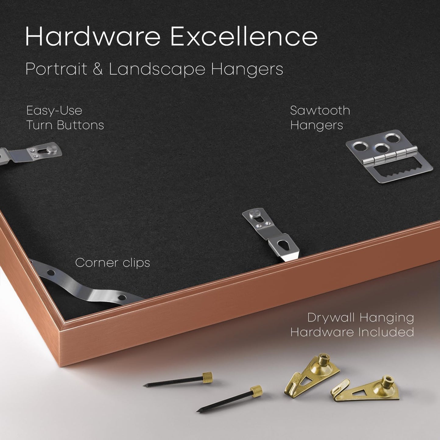 Homeforia 20x30 Frame Rose Gold, High End Metal 20x30 Picture Frames with Mat 16x24 inch Photo, 20 x 30 Rose Gold Poster Frame Matted to 16 by 24, 30x20 Large Frame, Tempered Glass, Wall Kit, Set of 1