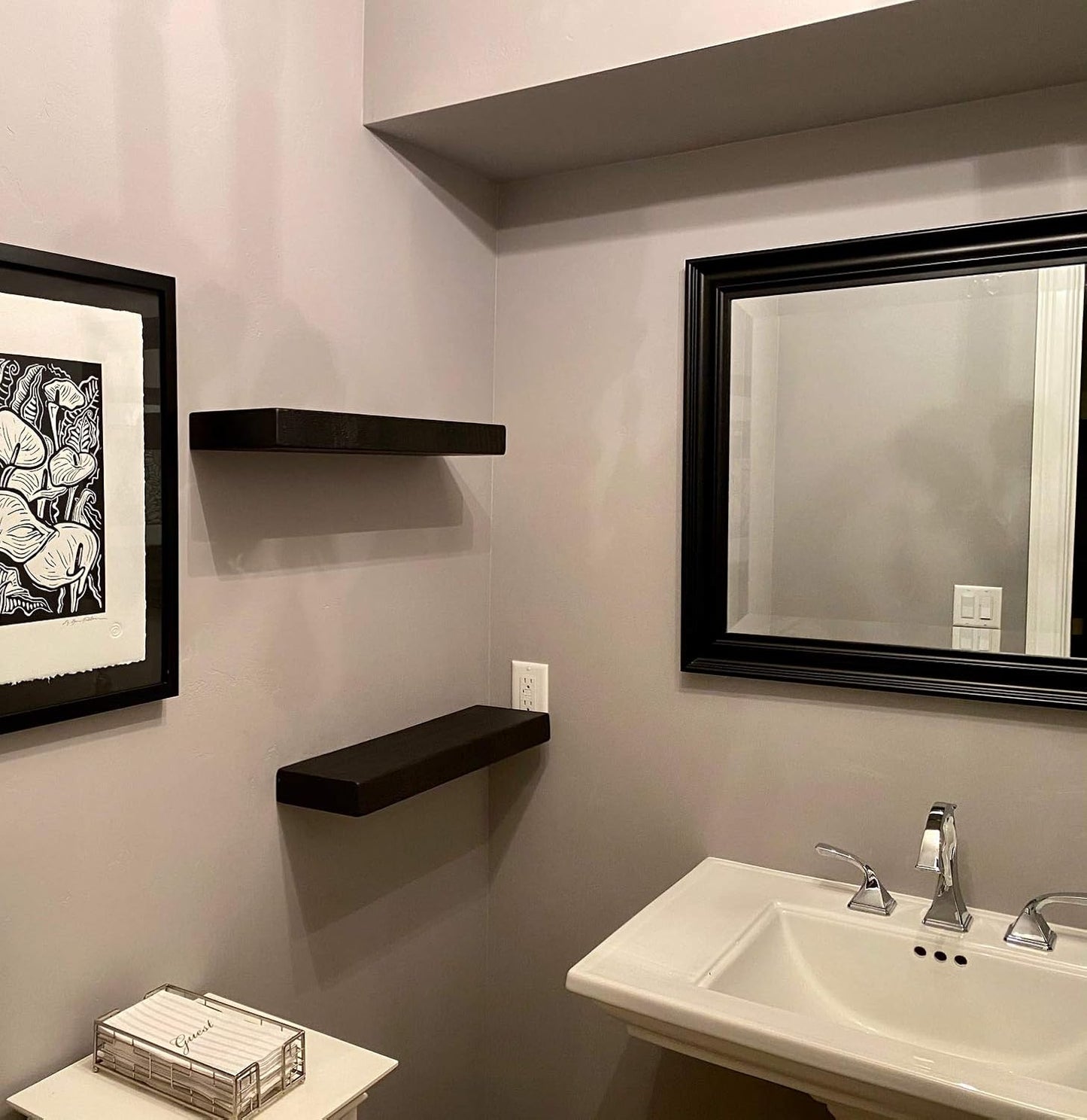 joelsantiques 18 Inch Wooden Floating Shelves for Wall - 18x6x2 in - Made of Natural Wood - Short Heavy Duty Rustic Wall Shelves for Bedroom - Perfect for Bathroom, Kitchen - Mocha