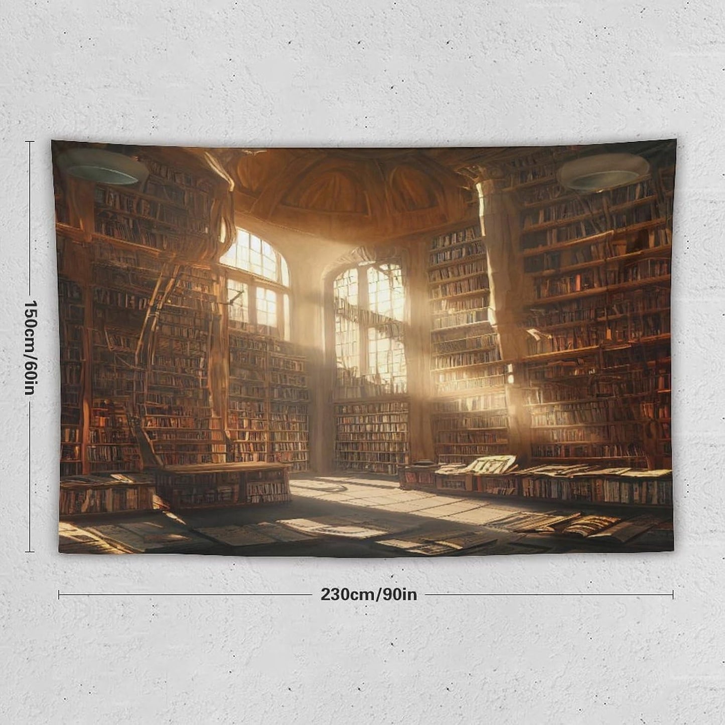 Kurtect Retro Bookshelf Tapestry,Medieval Mid Century Library Building Pattern Print Tapestries for Party Beach Picnic Blankets Tablecloths Living Room Wall Deocr, 60x90 in