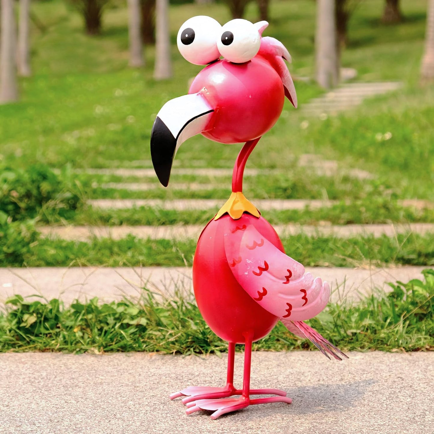 Kircust Flamingo Decor Yard Decorations Outdoor Garden Statue Outside Metal Bird Courtyard Art Pink Flamingos for Patio Backyard Porch Decoration