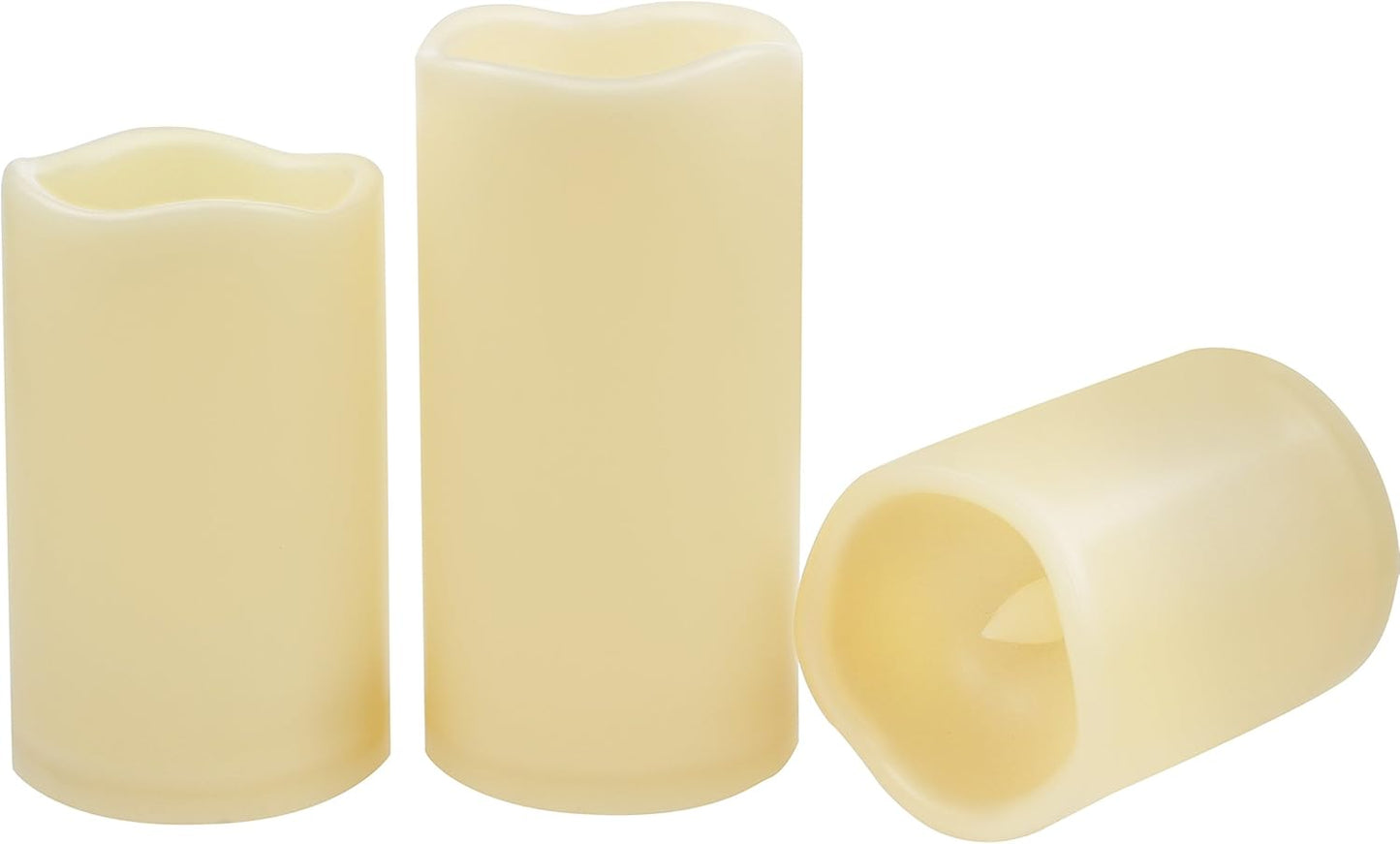 CANDLE CHOICE Waterproof Outdoor Battery Operated Flameless Candles with Timer Realistic Flickering Plastic Fake Electric LED Pillar Lights for Lantern Garden Wedding Christmas Decorations 3 Pack