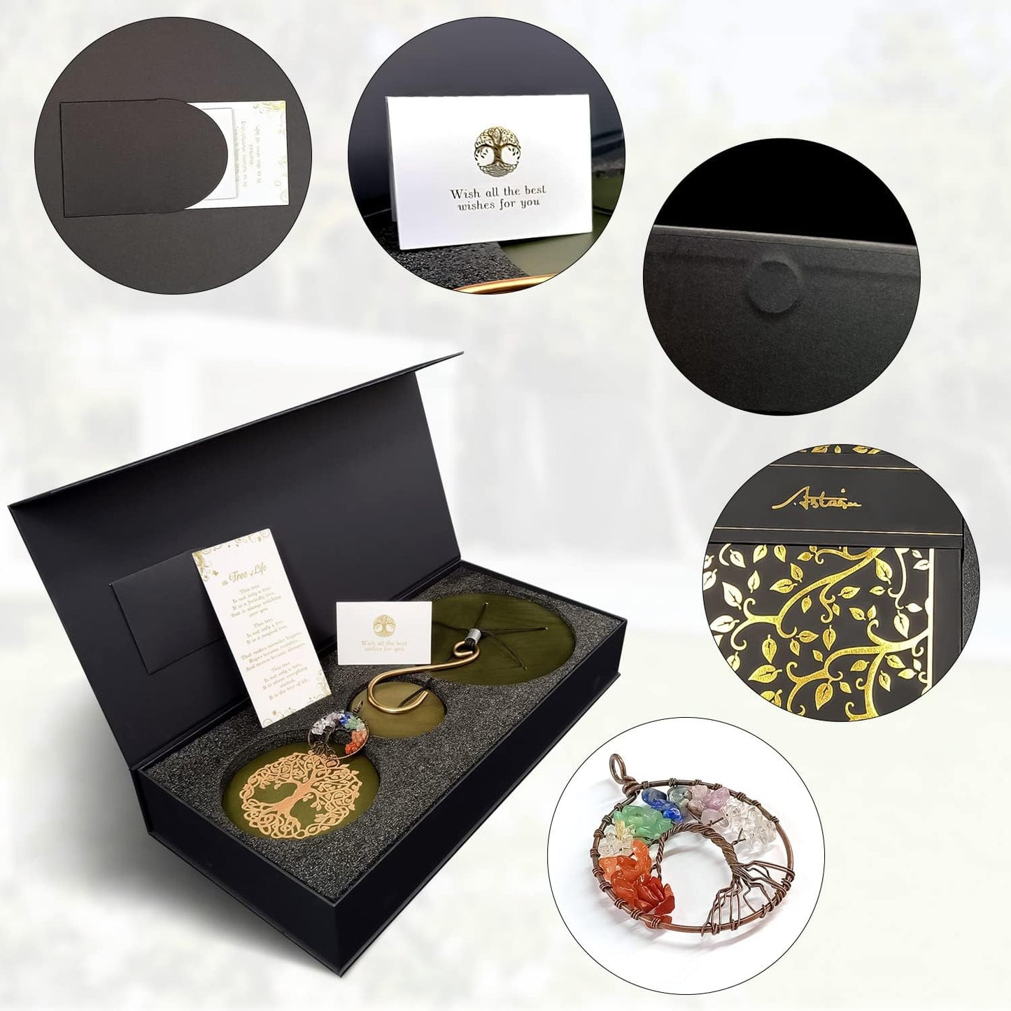 Gifts for Mom & Grandma - Outdoor Wind Chimes with Engraved Tree of Life, Large Patio Hanging Decor for Garden, Yard, Christmas, Anniversary Celebrations